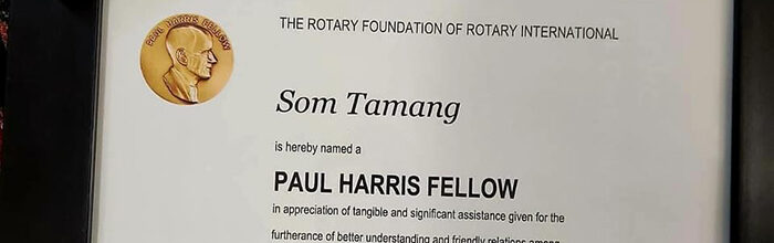 image of Paul Harris fellowship award certificate